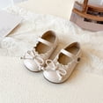 thumbnail image 2 of GJSYRH Toddler Girls Classic Oxford Shoes Princess Dress Mary Jane Party Bowknot Flats School Uniform Shoes Beige 4.5-5 Years, 2 of 4