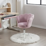 Guyou Kids Desk Chair, Velvet Rolling Swivel Children Chair, Adjustable Student Task Chair, Petal Type Backrest Vanity Chair for Bedroom Dormitory Children Gifts, Light Purple