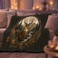 thumbnail image 5 of Antlered Deer Within Woodland Stream Foliage Wreath, Soft Flannel Blanket with Rustic Wildlife Illustration Print, Housewarming Gift and Home Decor for Bedroom and Living Room, 5 of 7