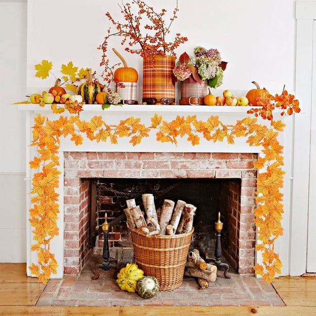 Guirnalda de Hojas de Arce de Imitación, 170 Cm, de Plástico Multicolor, para Otoño, Halloween, Acción de Gracias, Decoración | Ratán con Hojas Artificiales Duradero para Interiores y Exteriores, Fie