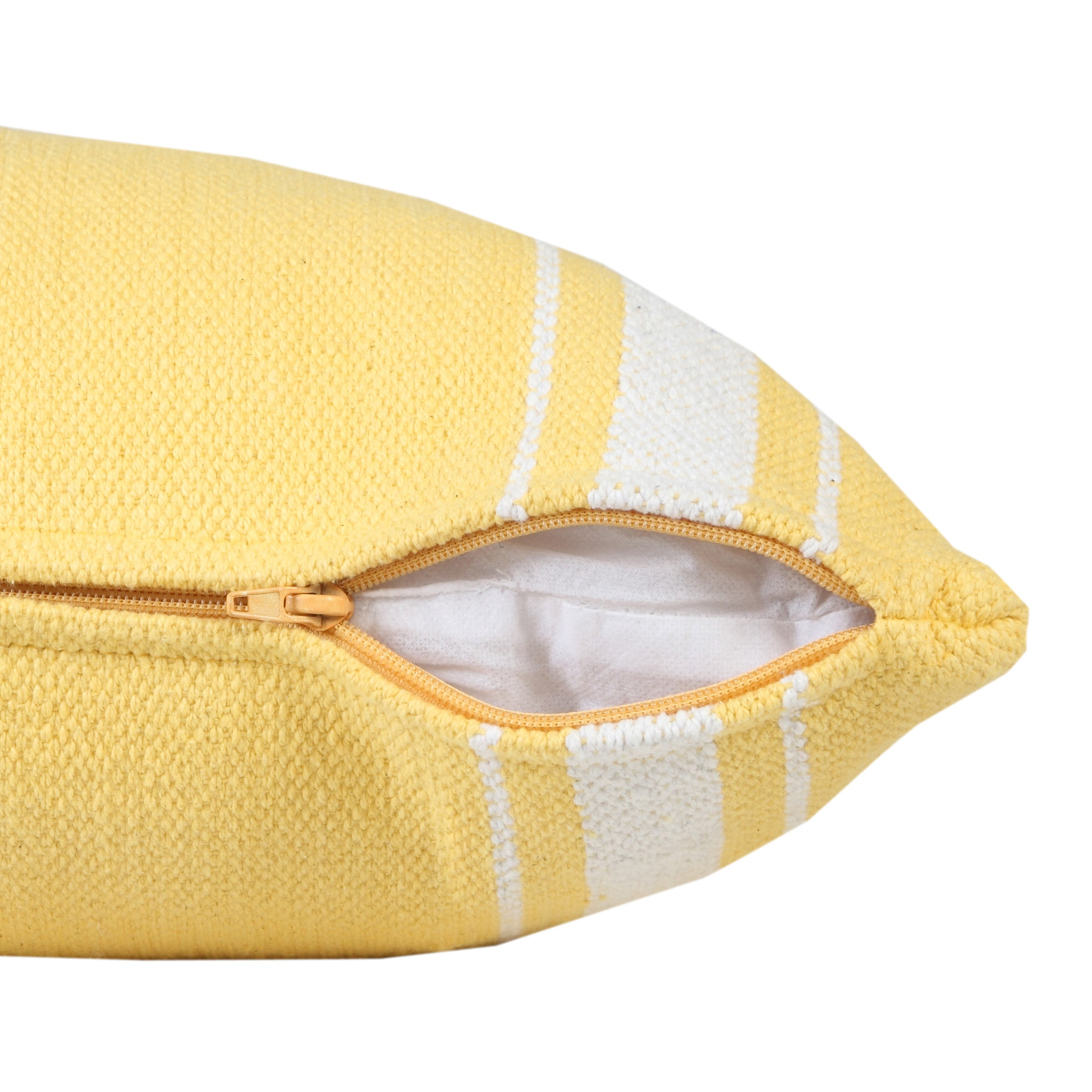 Harlow Hill David 20" x 20" Striped Cotton Adult Decorative Feather Filled Pillow, Yellow/White