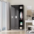 thumbnail image 2 of Luku 3 Door Metal Storage Locker for Employees, 72" Tall Steel Cabinet with 3 Shelves & 9 Hooks, Industrial Office Locker for Gym, School, Dormitory, Black, 2 of 9