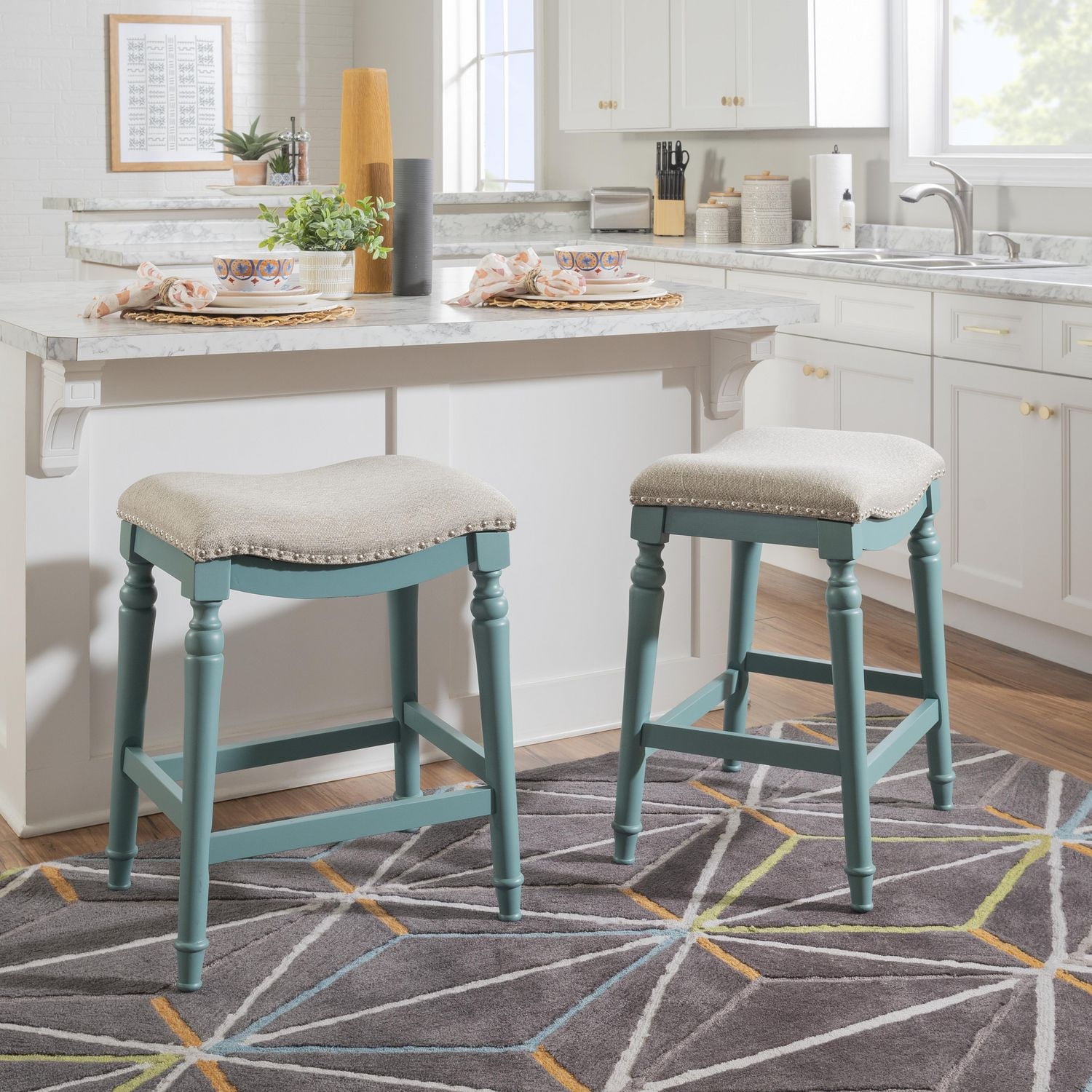 Tabouret de comptoir Murphy, Bleu