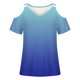 thumbnail image 4 of ICHUANYI Clearance Women Summer Sexy T- Shirt Cold Shoulder Pullover Blouse V-Neck Short Sleeve Printed Tops(Blue, M) ICHUANYI WER2023080807764, 4 of 5