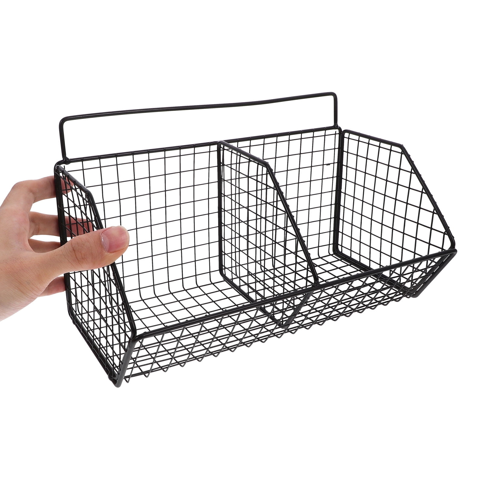 ELAYARD Black Wall-Mounted Wire Basket Organizer for Kitchen Storage, Space-Saving Multifunctional Rack for Pantry and Home