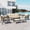 Brown+Beige, variant on 6-Piece Outdoor Patio Seating Set with Ottomans, Steel Frame Sofa & Acacia Wood Coffee Table, Brown Cushions