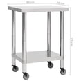 thumbnail image 4 of vidaXL Kitchen Work Table with Wheels 80x30x85 cm Stainless Steel, 4 of 5