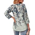 thumbnail image 7 of Delconic Womens V Neck Three Quarter Sleeve Floral Print Casual Loose Fit T Shirt Top Lightweight Soft Fabric Blouse for Daily Wear Office Travel Multicolor XL, 7 of 7