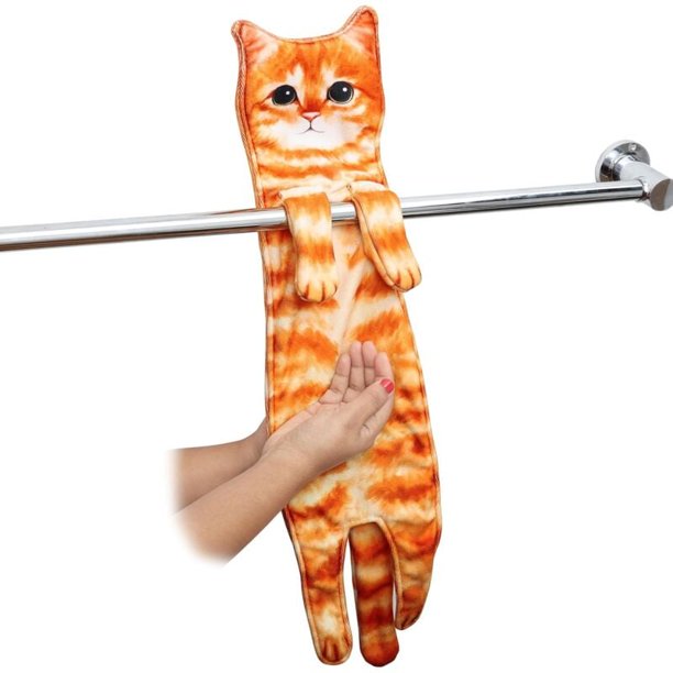 Toalla de mano para baño o cocina: toalla de mano pequeña súper absorbente y suave para la cara o las manos: toalla de mano de esponja para amantes de los gatos: regalo de inauguración de la casa o dí