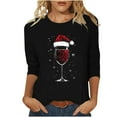 thumbnail image 2 of VKOYWKM Merry Christmas T Shirts for Women Christmas Wine Glass Print 3/4 Length Sleeve Women Tops Fall Loose Fit Crew Neck Xmas T-Shirts, 2 of 6
