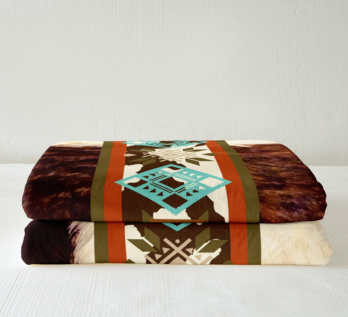 Cowhide Fleece Blanket Brown Highland Cow Print Blanket,Western Throw Blanket 40"x50" Exotic Aztec Blankets,Farmhouse Wild Animal Longhorn Skin Room Decor Cowboys Gifts for Men