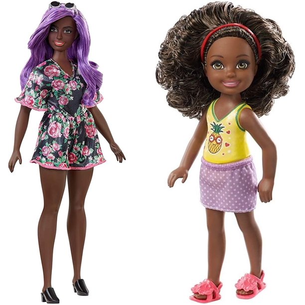 Ja'Cor (1) Barbie Fashionistas Doll #125 with Brunette Afro Lips, (1) Barbie Club Chelsea Doll 6-Inch with Afro Puff ~ Ultimate Holiday Birthday - Walmart.com