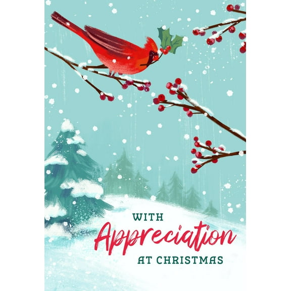 Hallmark Business Bulk Merry Christmas Appreciation Cards (Cardinal & Berries), 25 Pack