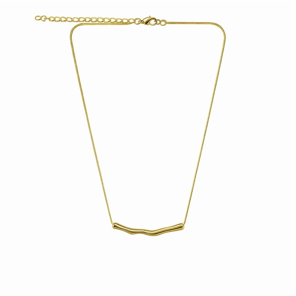 Jewel Harbour Gold Plated Stainless Steel Curved Bar Necklace | Anti-Tarnish Finish | Sleek Minimalist Style
