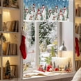 thumbnail image 4 of Christmas Snowman Valances for Windows, Red Snowman Xmas Trees Snowflake Blue Ombre Rod Pocket Valance Short Window Treatments Curtains for Kitchen Bathroom Bedroom Decor, 56 x 16 In, 4 of 9