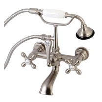 Kingston Brass Wall-Mount Clawfoot Tub Faucets With Brushed Nickel AE557T8