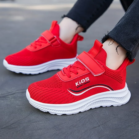 

nsendm Toddler Kids Big Kids Boys Girls Walking Sports Shoes Lightweight Breathable Athletic Running Slip On Girls Tennis Shows RD2 10.5 Years