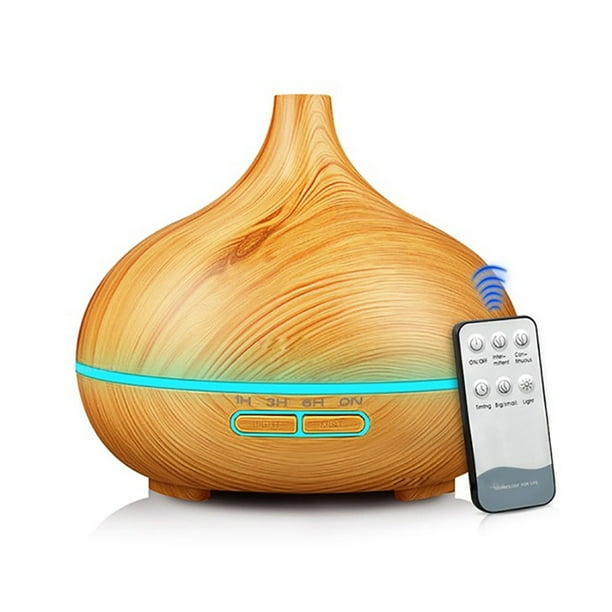 550ml Remote Control Cool Mist Humidifier Ultrasonic Aroma Essential Oil Diffuser For Office Home Bedroom Wood Grain 7 Colors Led Light Walmart Com Walmart Com
