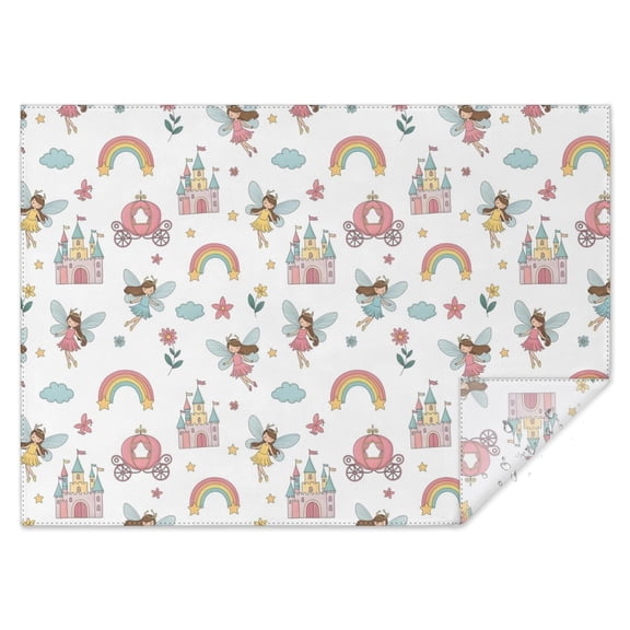 White Princess Fairy Castle Pattern Rectangle Tablecloth 60"x84",Waterproof Polyester Rectangle Table Cloth, Wipeable Spillproof Polyester Tablecloth for Dining, Camping, Indoor and Outdoor