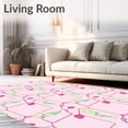 thumbnail image 2 of ODIKA 4'x6' Machine Washable Non-Slip Area Rug, Feminine Lattice Chic Preppy Sophisticated Symmetrical Design High Traffic Rug with Pad, Pink, 552516, 2 of 8
