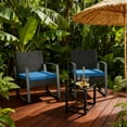 thumbnail image 2 of Lofka 3 Piece Patio Furniture Set Outdoor Wicker Rocking Furniture Conversation Set with Glass Coffee Table for Garden,Deck,Balconies,(Blue Cushion), 2 of 11