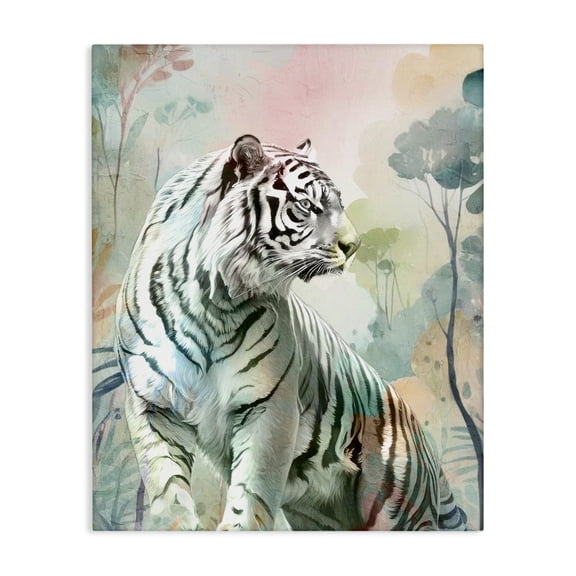 Stupell Industries Soft Gazing Tiger Animals Painting Wrapped Canvas Canvas Art Print Wall Art, 16 x 20