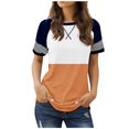 thumbnail image 1 of TSADFHJI Hauts de Noël pour Femmes Rouge Mode Décontractée Imprimé Col Rond Manches Courtes T-Shirt TTG Orange, 1 of 5