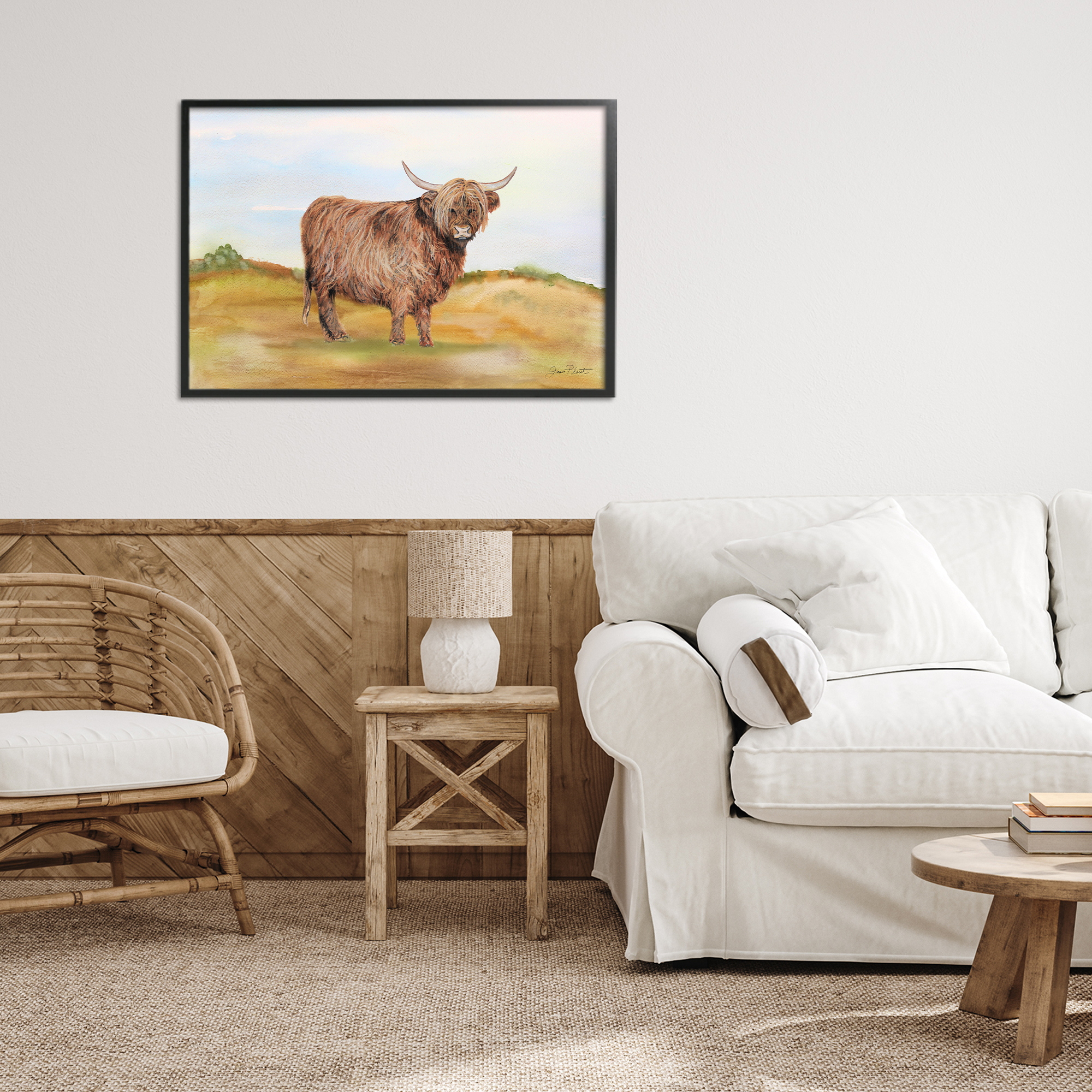 Farm Animal In Pasture Black Framed Giclee Art, design by Jean Plout