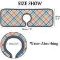 thumbnail image 4 of SKYSONIC Faucet Absorbent Mat 2 Pcs Orange Blue Tartan Plaid Kitchen Faucet Splash Catcher Washable Counter Drying Pads Behind Faucet for Kitchen Bathroom, 4 of 7