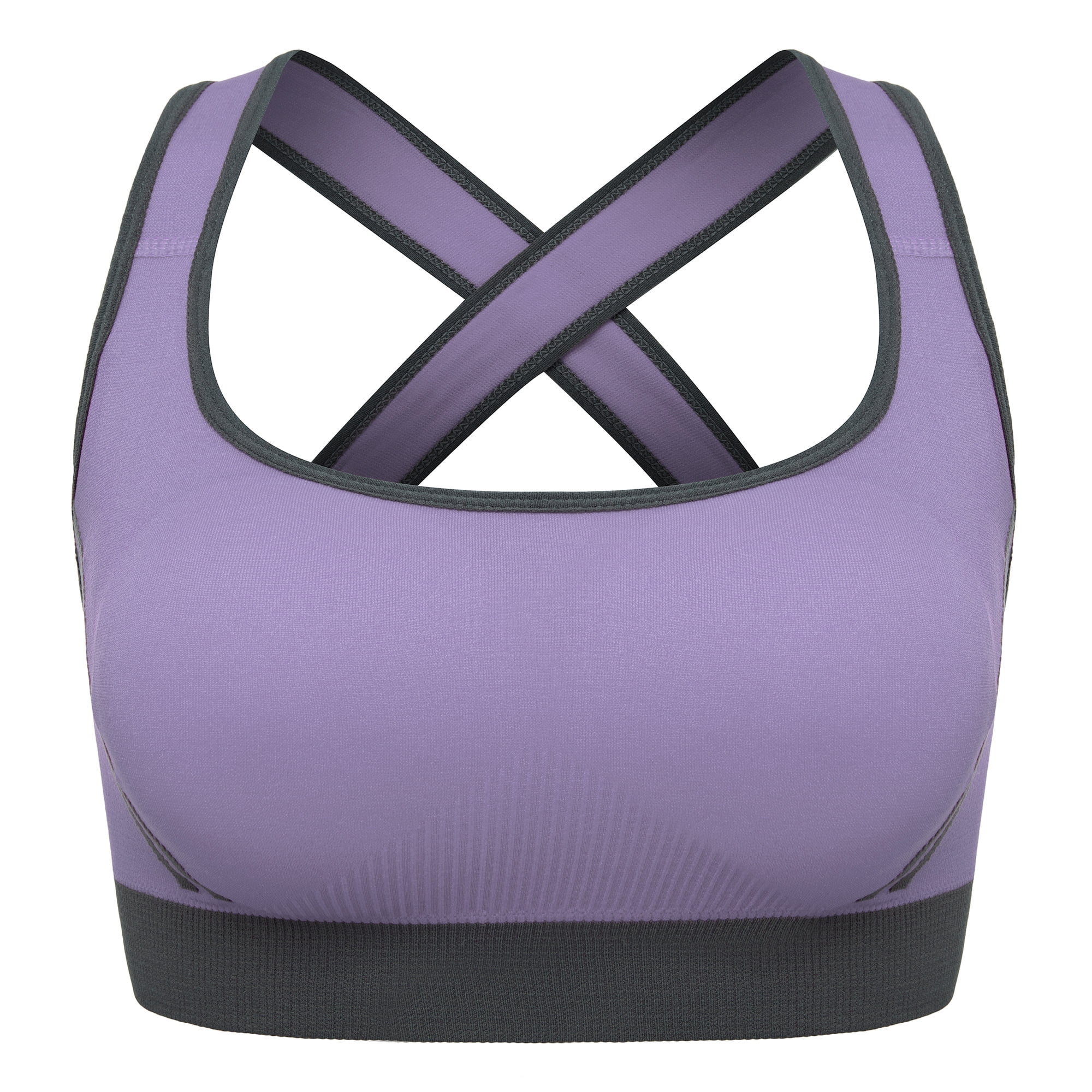 Sports Bra for Women, Cross Back Padded Strappy Sports Bras Medium Support  Yoga Bra with Removable Cups, Purple, S 