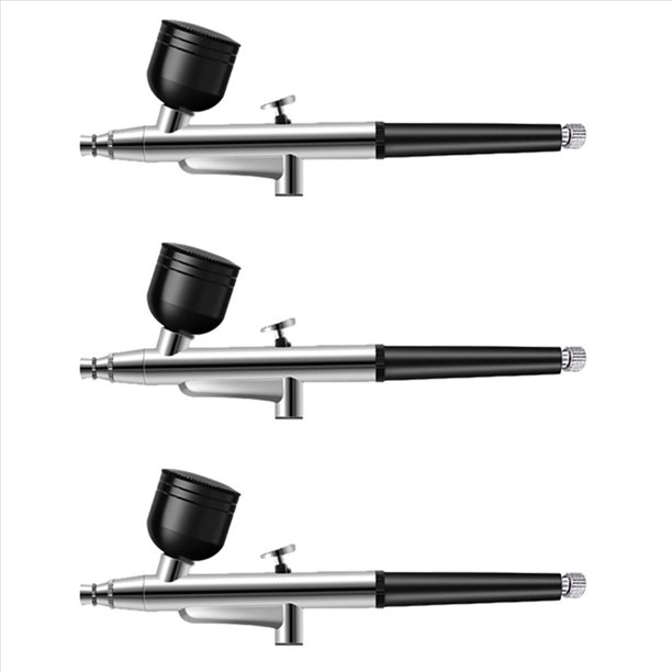 3X Aerógrafo Portátil de Acción Única, Boquillas de 0,3 mm, Bolígrafo con Aerógrafo en Aerosol para Modelo, Pastel, Uñas, Pintura de Coche, Belleza, Inyección de Tinta, Negro