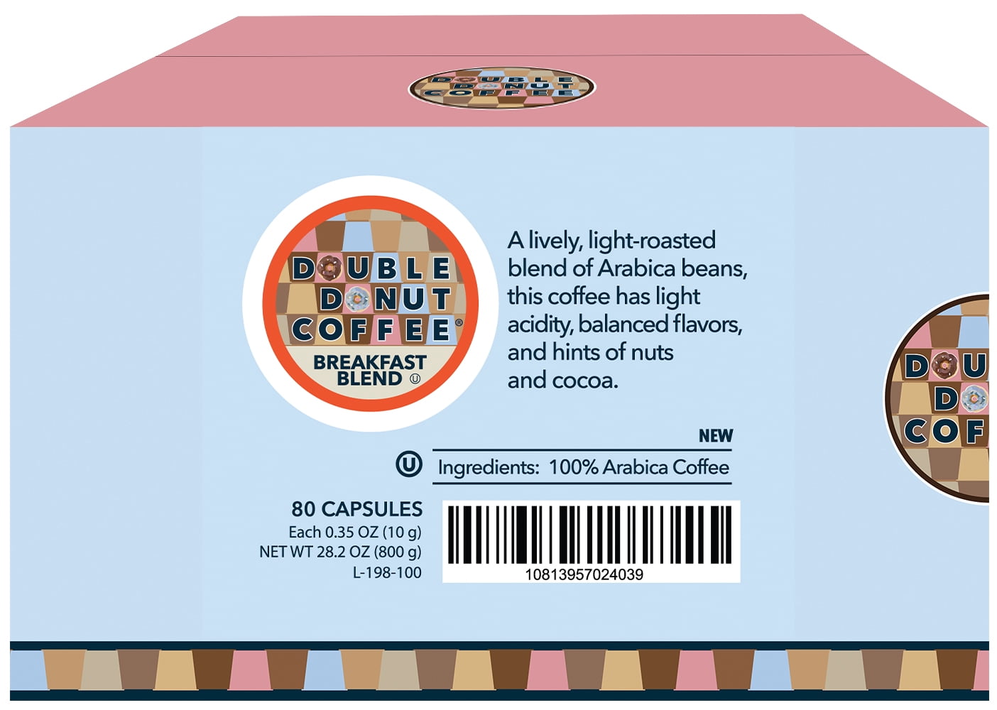 Double Donut Breakfast Blend Coffee Pods, Medium Roast, 80 Count for Keurig K Cup Machines