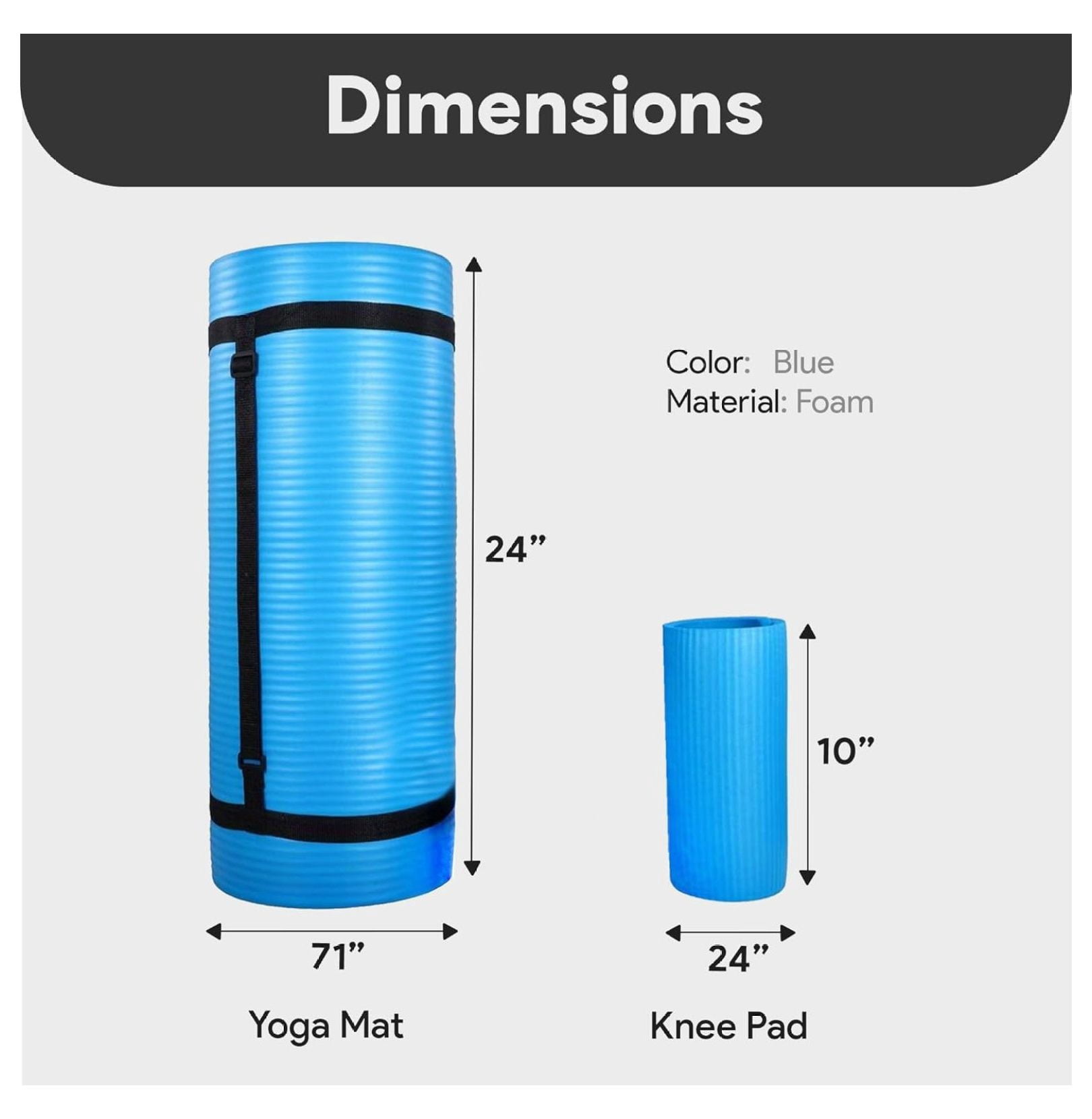 Yoga Mat with Knee Pad & Blocks - 71x24 Inch Extra Thick Non-Slip Mat for Home Gym & Studio - 1 Inch Foam, Anti-Tear, Includes Strap & Cushion