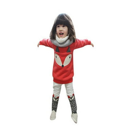 Toddler Baby Boy Girl Fox Long Sleeve Sweatershirt Top+Pants Outfits Set Clothes