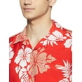 thumbnail image 3 of Stylore Hawaiian Shirt for Men Short-Sleeve Button-Down Shadow Hibiscus Red White X-Large, 3 of 6