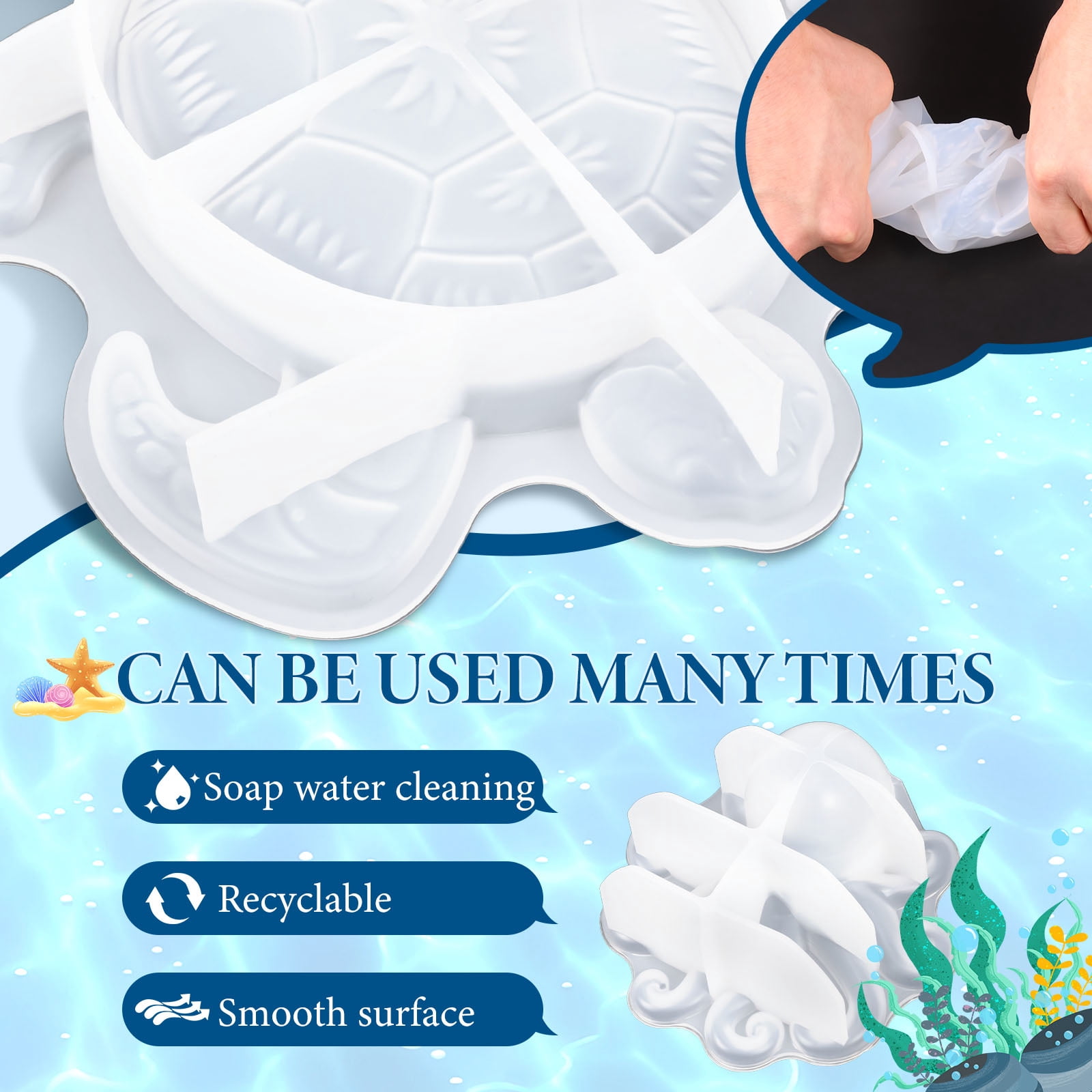 6Pcs 3D Animal Silicone Mold Set Frog Lizard Snail Octopod Turtle Dragon Resin Casting Mold for Home Decor Garden Ornament Handmade Craft