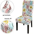 thumbnail image 3 of Watercolor Pattern Flowers and Green Leaves Chair Covers Pink and Yellow Slipcovers for Chairs Set of 6 Stretch Removable Washable Slipcovers for Dining Room Hotel Kitchen, 3 of 6