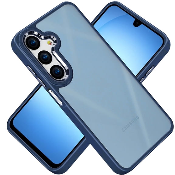 XPM for Samsung Galaxy A17 5G Phone Case, Slim Fit Hybrid Transparent Thick Acrylic with Metal Buttons Frame Protective Hard PC TPU Shockproof Cover for Galaxy A17 (Blue)