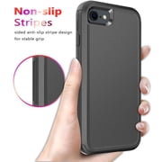 Diverbox Designed for iPhone SE case with Screen Protector Heavy Duty Shockproof Shock-Resistant Cases for iPhone se Phone 2022/2020 Release (Black)