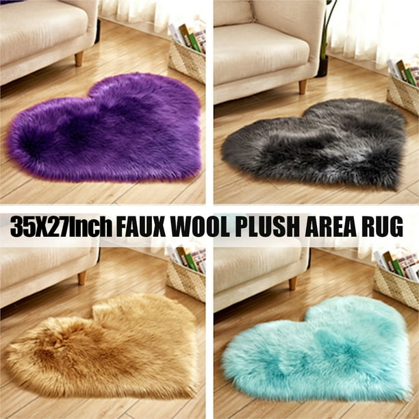 Heart Shaped Soft Faux Sheepskin Fur Plush Area Rugs For Home Living Room Balcony Sofa Floor Mat Bedroom 44x36inch White Walmart Com Walmart Com