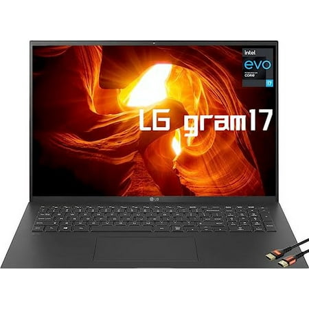 LG Gram 17" 16:10 WQXGA(2560 x 1600) IPS Laptop, Evo 12Cores i7-1360P, DCI-P3 99%, 4266Mhz 16GB, 2X Thunderbolt4, Backlit KB, Wi-Fi 6E, Windows11 Home, w/HDMI (16GB LPDDR4X RAM | 1TB SSD)