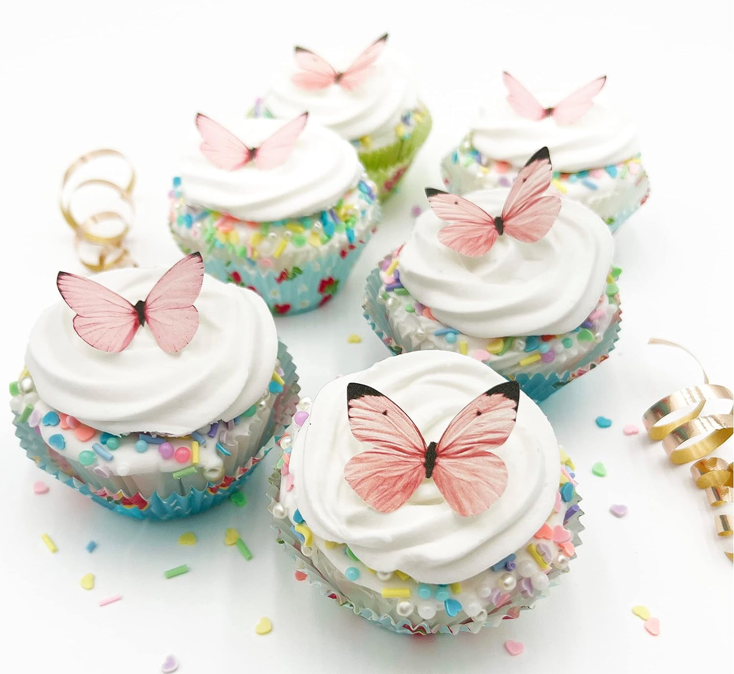 Sugar Robot Edible Butterflies for Cake Decorating, Small Pastel Butterfly Cake Toppers and Cupcake Toppers, Decoration Made in the USA, Premium Crafted - Pink