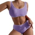 thumbnail image 1 of Gibobby Bañador de Bikini Conjunto de traje de baño de encaje con parte superior sin mangas para mujer Conjunto de traje de baño sexy de bragas de color (Morado,G), 1 of 4
