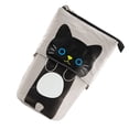 thumbnail image 3 of Estuche de pie estilo gato negro telescópico de lona premium con cremallera y alisado para papelería y cosméticos., 3 of 12