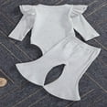 thumbnail image 3 of Newborn Baby Girl Boy Romper Bodysuit Top Ribbed Bell Bottom Pants Set 2Pcs Outfits, 3 of 6