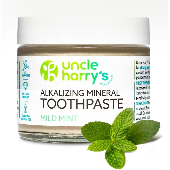 Uncle Harry's Mild Mint Remineralizing Toothpaste | Natural Whitening Freshens Breath & Promotes Enamel | Vegan Fluoride Free Toothpaste, 3 Oz