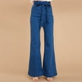 thumbnail image 4 of LLYwey Women Wide Leg Pants Women High Waisted Skinny Pocket Stretch Slim Button Trousers Hole Flare Pants Denim Jeans Female Travel Pants Long Pant Style H2728 Sky Blue S, 4 of 9
