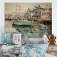 thumbnail image 2 of Designart "Reflective Moments at the Harbor Port IX" Nautical & Beach Print on Natural Pine Wood, 2 of 5