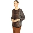 thumbnail image 3 of Alfred Dunner Women's Petite Animal Jacquard 3/4 Sleeve Sweater, 3 of 6