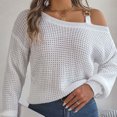 thumbnail image 4 of Lovskoo 2024 Sweaters for Women Trendy Casual Long Sleeve Off-The-Shoulder Solid Acrylic Tops Blouse White, 4 of 8